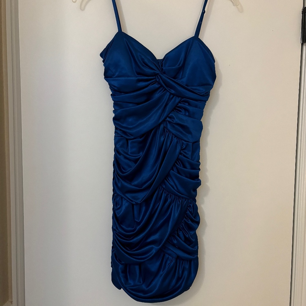 B Darlin Blue Ruched Bodycon Dress 5/6